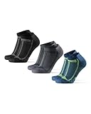 DANISH ENDURANCE Kurze Laufsocken, 3 & 5 Paar Sommer Sportsocken, Schweißableitend, Unisex, für Damen & Herren, Mehrfarbig (1x Schwarz/Grau, 1x Blau/Gelb 1x Grau/Schwarz), 39-42