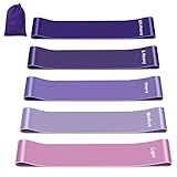 Fokky Fitnessbänder [5er Set], 100% Naturlatex Fitnessband mit Übungsanleitung auf Deutsch & Tragebeutel Resistance Bands Widerstandsbänder Gymnastikband für Muskelaufbau Pilates Yoga