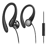 PHILIPS In-Ear Kopfhörer mit Mikrofon/Fitness- und Sportkopfhörer (mit Kabel) / IPX2 Schweißresistent, Flexibler Ohrbügel, Sicherer Sitz, In-Line-Fernbedienung Audio TAA1105BK/00