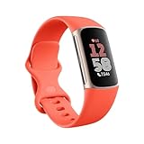 Fitbit by Google Charge 6 Aktivitätstracker enthält ein 6 monatige Premium Mitgliedschaft, 7 Tage Akkulaufzeit, Google Wallet und Google Maps - Coral / Aluminium Champagne Gold