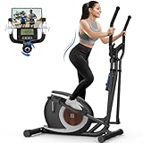 Crosstrainer für Zuhause, Ultraleiser Magnetischer Ellipsentrainer mit 16 Widerstandsstufen, LCD-Monitor, Rutschfestem Pedal, Flaschenhalter, Bis zu 265 LBS Home Fitness-Übung Elliptical Stepper