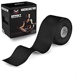 Effekt - (5m x 5cm) Rolle - Kinesiologie Tape in versch. Farben - Kinesio-tape Wasserfest & Elastisch für Sport - Muskeltape Physio Tape Kinesio Tapes (Schwarz)