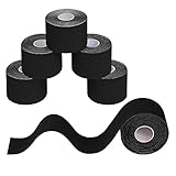BB Sport 6 Rollen Kinesiologie Tape 5 cm x 5 m Viele Farben E-Book Anwendungsbroschüre Physio Tape Set Elastisch Wasserfest Muskelstraffende Bänder, Farbe:Schwarz
