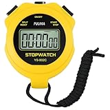 Sport-Stoppuhr mit leiser EIN-/Aus-Taste, kein Kalender für einfache Bedienung, PULIVIA Digitale Stoppuhr für Trainer für Kinder, die das Schwimmen verwalten, gelb