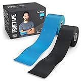 TRUETAPE® Kinesiotapes - 2 Kinesiologie Tape Rollen (5m x 5cm) | wasserfestes & elastisches Kinesiotape | hautfreundliche Sport Tapes I Blau & Schwarz