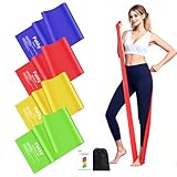 Fokky Fitnessbänder 4er-Set, Resistance Bands 2M Fitnessband, Gymnastikband mit 4 Stufen, Widerstandsbänder Fitnessbänder Gummiband für Muskelaufbau, Yoga, Pilates für Männer und Frauen