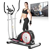Profun Crosstrainer für Zuhause, Ellipsentrainer mit 8 Magnet Widerstandsstufen, Pulsfrequenz Griffe, LCD-Monitor, Smooth Quiet Driven Elliptische Trainer Maschines 150kg Max Kapazität Gewicht