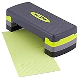 MAXXIVA Stepper Aerobic-Fitness-Steppbrett grün grau mit Antirutsch-Matte 67 x 27,5 x 10/15/20 cm höhenverstellbar Hometrainer Fitnesstraining Workout