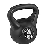 Relaxdays Kettlebell 4 kg, Kugelhantel Kunststoff, Fitness Workout, Schwunghantel, Damen & Herren, Kugelgewicht, schwarz